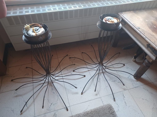 Conjunto único de 2 lámparas estilizadas de diseño vintage - Lámparas de techo brutalistas negras - 12 puntos de luz