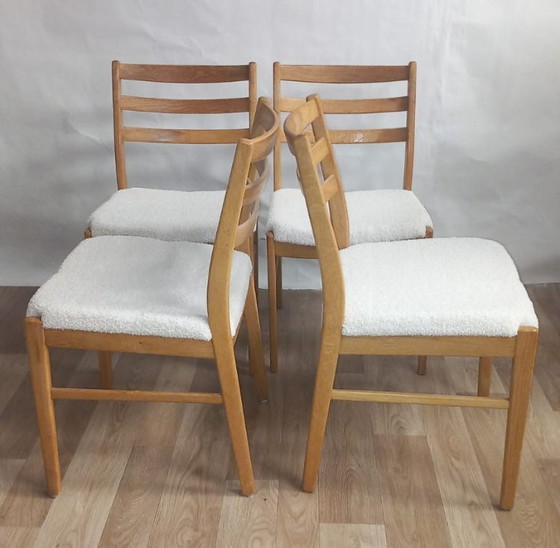 Image 1 of Set van 4 vintage stoelen van imitatieschapenvacht 1960 Denemarken