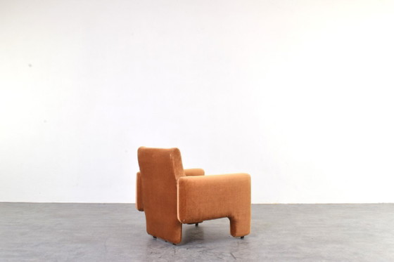 Vintage Italian Lounge Chair in Copper Velour, 1970s., Armchairs, Textile, Orange (photo 5 of 10)