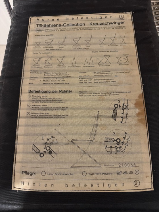 3 x Til Behrens Kreuzschwinger Barstools Designer Chairs – Leather, Metal (photo 5 of 5)