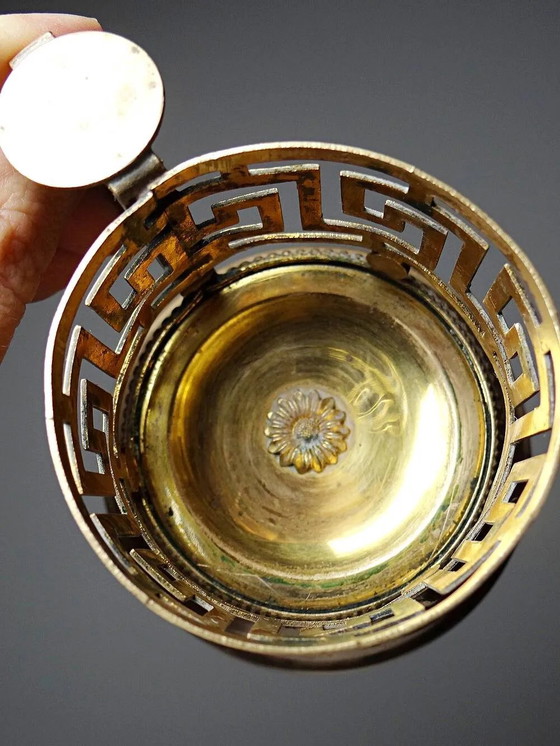 Antique pink opaline and gilded brass cup holder/candle holder, 19th century, Crystal, Glass (photo 11 of 14)