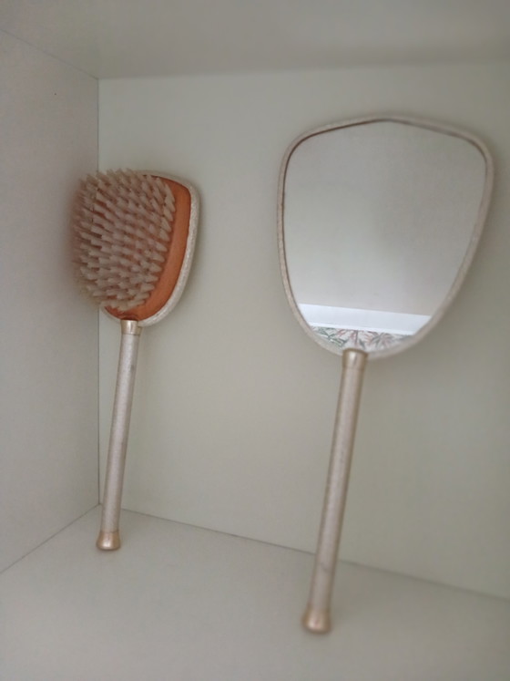 Vintage Hairbrush and Hand Mirror/Dressing Table Set – Decoration, Glass, Metal (photo 2 of 12)
