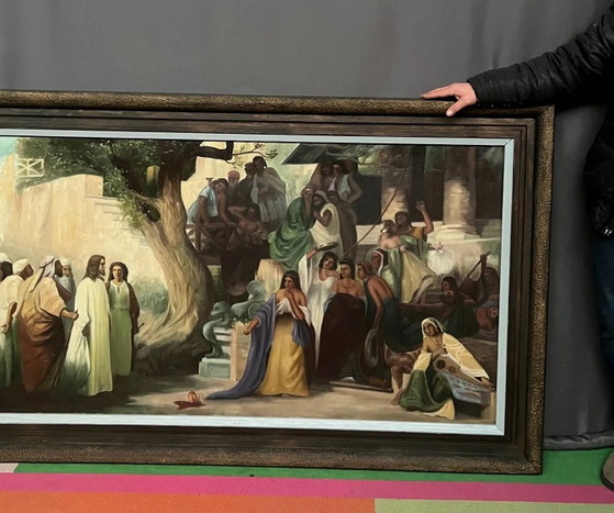 A. De Cramer. Groot schilderij. "Bijbelse scène" – Schilderijen & Tekeningen, Canvas (photo 4 of 8)