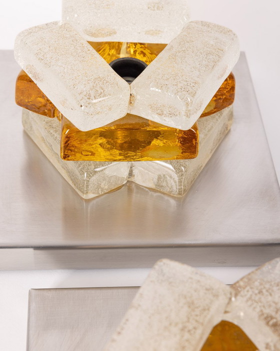 Image 1 of Set of 3 Vintage Wall Lamps from the 60s Murano Glass Designed by A. Poli for Poliarte