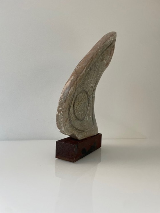 Image 1 of Scultura brutalista in pietra su acciaio Corten