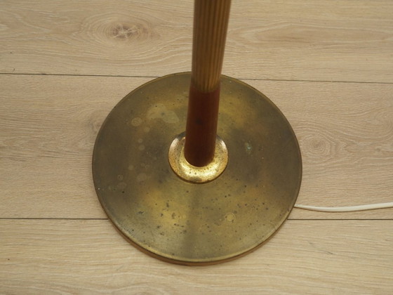 Danish floor lamp with wood and metal base, botanical fabric shade, 1960s, Floor lights, Textile (photo 12 of 13)