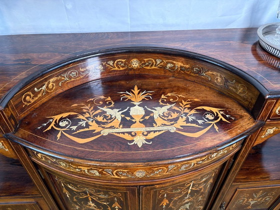Image 1 of Antique English Sheraton Revival Rosewood Inlaid Server / Buffet – Late 19th Century