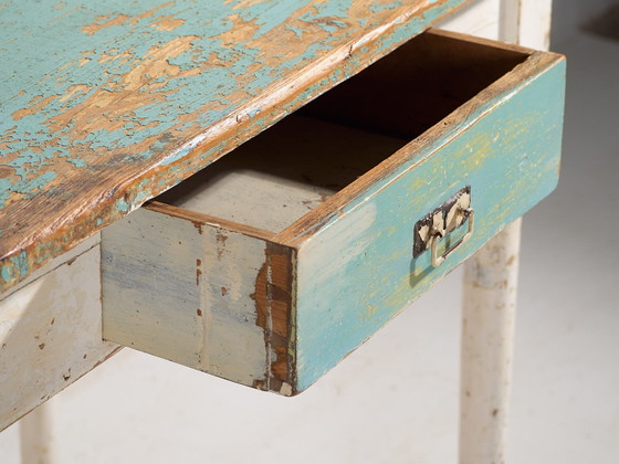 Mesa auxiliar antigua con pátina verde turquesa (c.1920) #7, Mesas auxiliares, Madera, Metal, Rustic (foto 19 de 24)