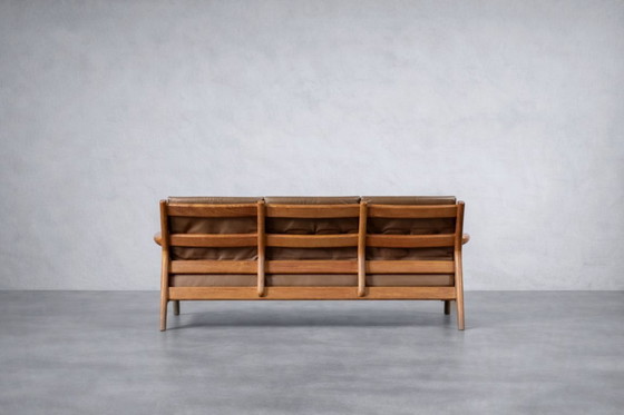 Image 1 of Vintage Mid-Century Danish Modern 3-Seater Brown Leather Sofa by Georg Thams from A/S Vejen Polstermøbelfabrik, 1960s