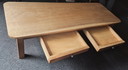 Long oak coffee table with two drawers