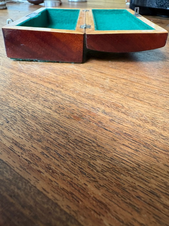 Mahogany Spoon Box 1880 – Decoration, Metal, Textile (photo 2 of 6)
