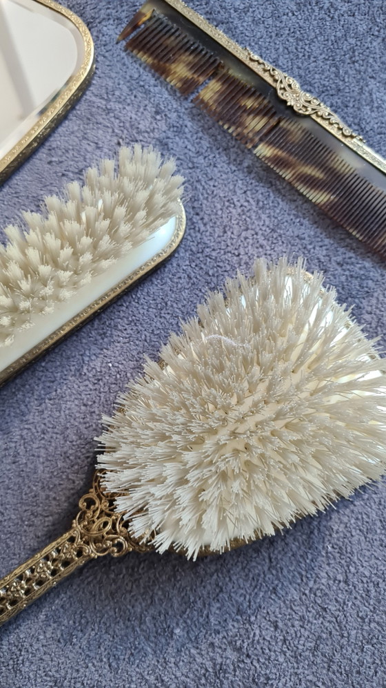 Vintage styling set with petit point embroidery – Bedroom accessories, Glass, Metal (photo 6 of 8)