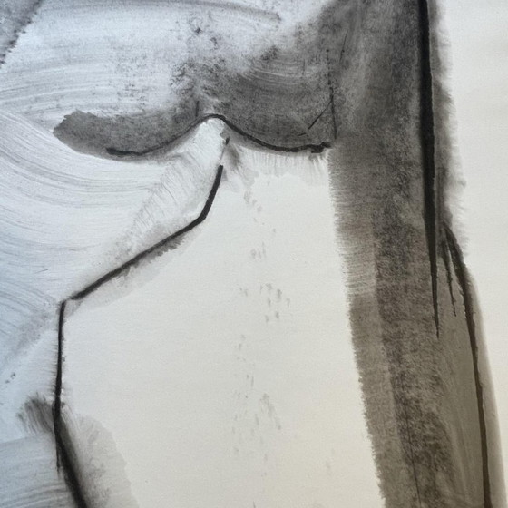 Georges (géo) De Vlamynck, Femme Nue Abstraite, Fusain Encre Craie sur Papier Mouillé – Peintures et dessins (photo 2 of 17)