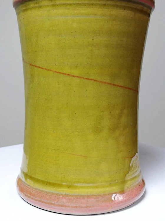 Scatola per spezie decorativa in gres smaltato bicolore vintage, fatta a mano e firmata., Stoviglie, Giallo (foto 10 di 15)