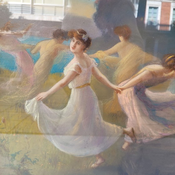 Image 1 of Pastello su carta “Danza”, secondo Leopold François Kowalski, inizio XX secolo