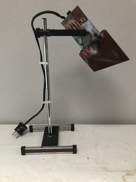 Image 1 of Chrome Cube Table Lamp by Robert Sonneman