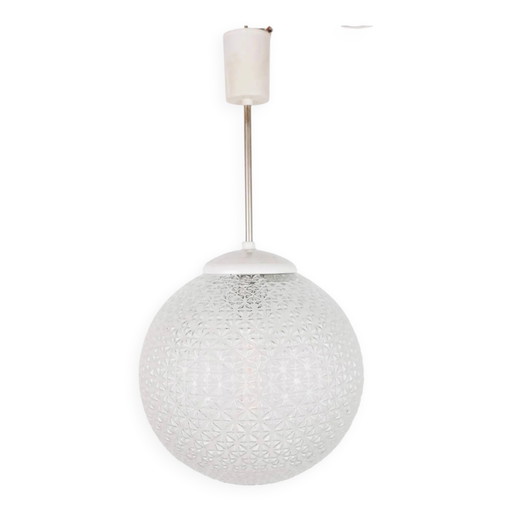 Vintage Mid Century Modern round glass pendant light