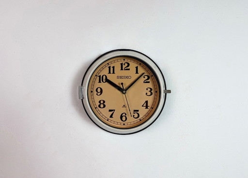 Vintage beige Seiko Schiffs-Wanduhr, 1970er Jahre