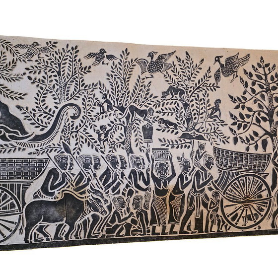 Image 1 of Antigua impresión de frotamiento del templo de Angkor Wat, mediados del siglo XX