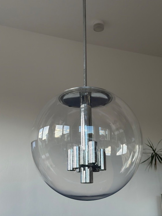 Image 1 of 2 lámparas de Limburg Glashütte * Enorme lámpara de techo de diseño * Lámpara de globo de la era espacial - Bauhaus - rareza