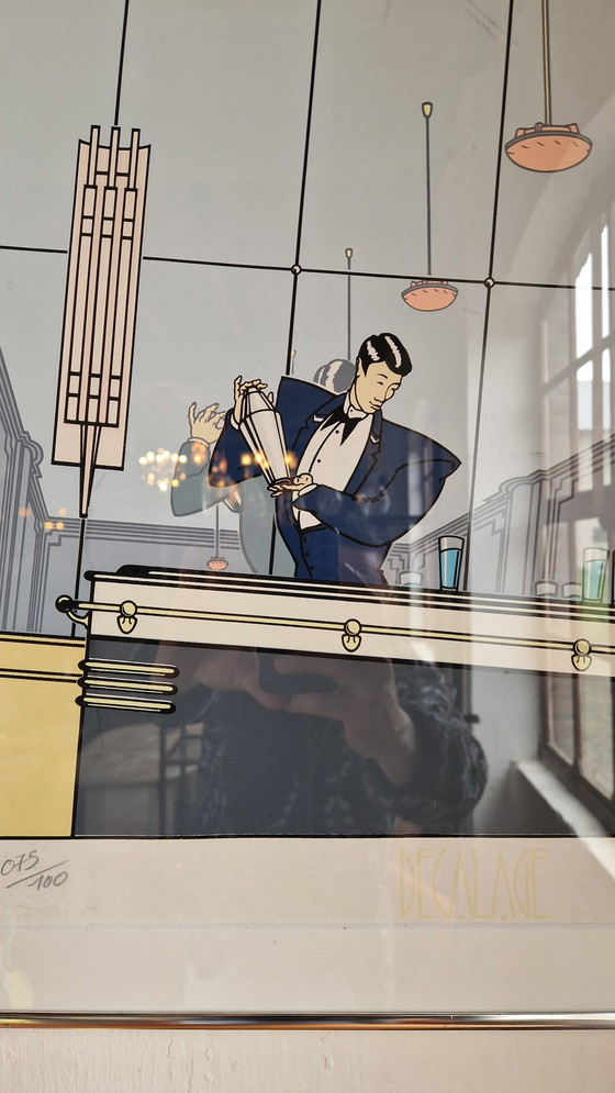 Image 1 of Affiche vintage unique, passe-partout et plaque de verre neufs