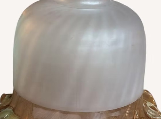 Image 1 of Lampenschirm aus Glas mit mattiertem Glas und bernsteinfarbenem Rand