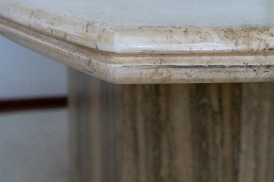 Table basse vintage en travertin italien, Tables basses, Beige, Italian Design (photo 5 sur 6)