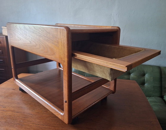 Image 1 of Teak Multifunctional Bar Cart Serving Trolley, Denmark 1960s