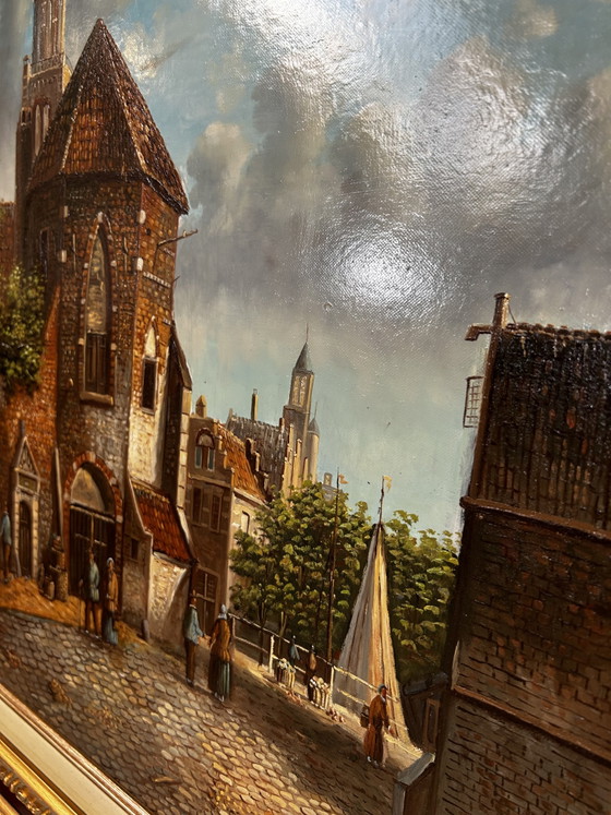 Beekhout Cityscape - Oil on canvas 79x68 – Vintage, Paintings & Drawings, Wood (photo 6 of 11)