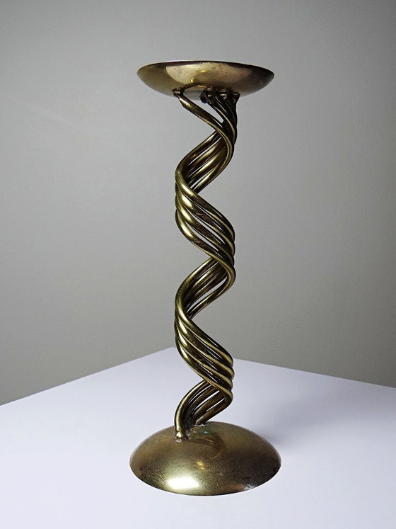 Image 1 of Bougeoir en laiton torsadé "Barley Twist" Mid-Century moderne, 1950-1970