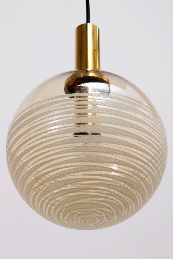 Image 1 of Glashütte Limburg Hanging Lamp Amber Glass, 1960s