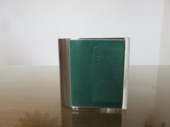 Image 1 of Serre Livre Déroulant Roche Bobois En Plexiglass Et Acier Inoxydable, 1970