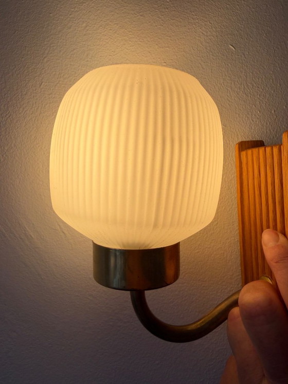 Swedish wall sconce – Wall lights, Glass, Wood (photo 4 of 5)
