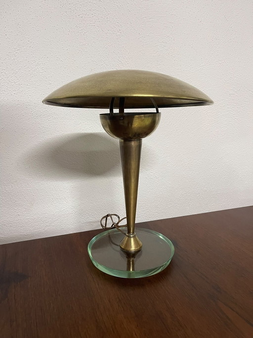 Pietro Chiesa Fontana Arte Lampada Tavolo Ottone Cristallo Vintage Italia
