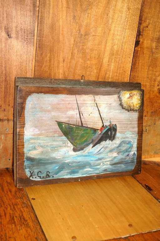 early 1900s sicilian ex voto painting * maritime votive folk art * grace received * italian devotional painting on wood