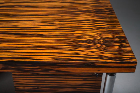 Image 1 of Makassar Ebony Executive Desk with Chromed Futuristic Legs, 1970s