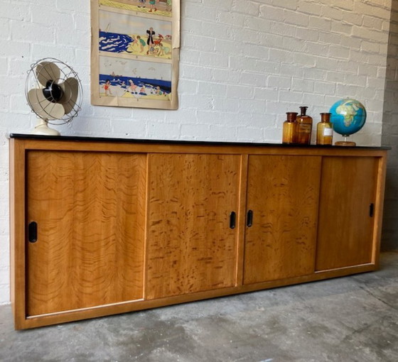 Image 1 of Vintage school cupboard sliding door cupboard dresser XL