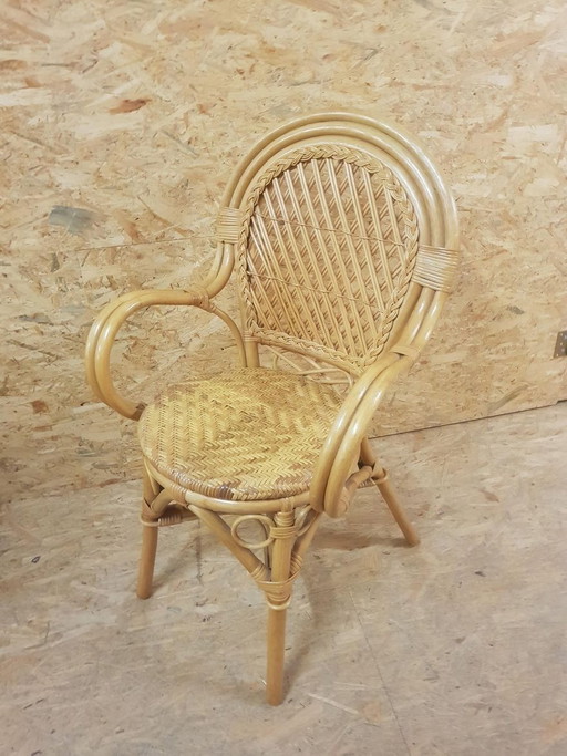 Vintage Bamboe Leunstoel