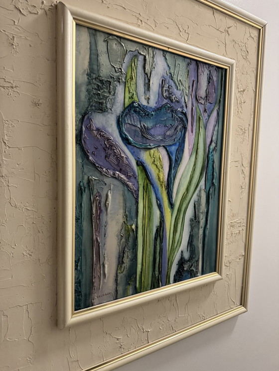 Image 1 of Painting of the blue arum lily by Joëlle Lallagüe, 1993