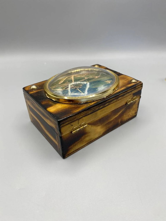 Caja de recuerdo de madera flameada, cabujón panorámico de Puy de Dôme – Objetos decorativos, Wood, Metal (photo 4 of 8)