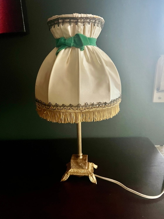 Rare! Mid Century, Rockabilly Table Lamp with Brass Foot and Marble Base, very good original condition, 1950s (photo 3 of 8)