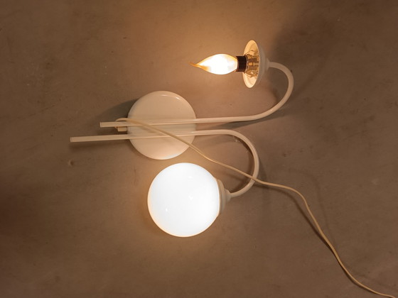 Vintage 2 glazen bollen wandlamp – Wandlampen, Metaal (photo 8 of 14)