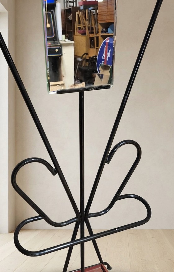 Vintage Coat Rack Attributed to Roger Feraud, Black Metal with Coloured Spheres, 1970s, 22 x 82 x 180 cm (photo 5 of 7)