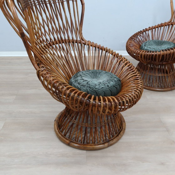 Pair of 1950s Franco Albini "Margherita" rattan & cane Armchairs 1950s – bonacina (photo 4 of 12)