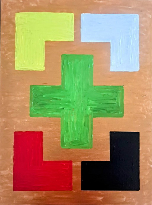 Enzo SAN MARCO - Essential Colors on a Gold Background - Artist's Painting