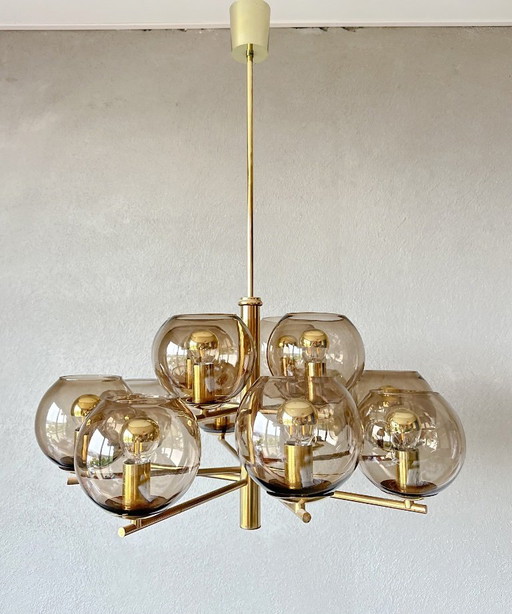 Lampe suspendue vintage en verre fumé