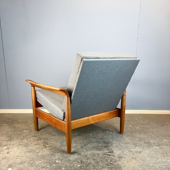 Image 1 of Poltrona di metà secolo, teak con rivestimento grigio, anni '60