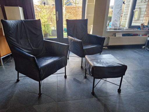 2x Montis woonkamerstoel met poef