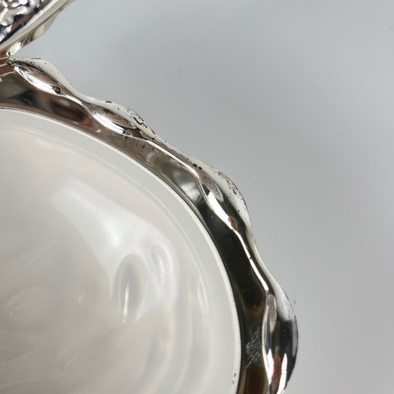 Image 1 of Beurrier vintage en métal "Huitre" et insert en verre, 1970