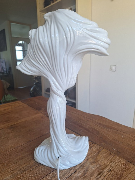 Lampe unique en céramique Italie, Blanc, Art Nouveau (photo 4 sur 10)